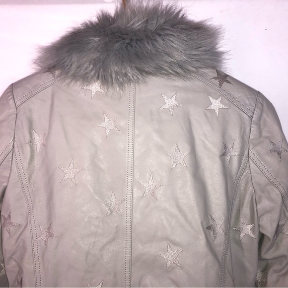 Samantha Sipos Biker Jacket Size XS Leather Seeing Stars Leather Faux Fur Gray - Picture 7 of 9